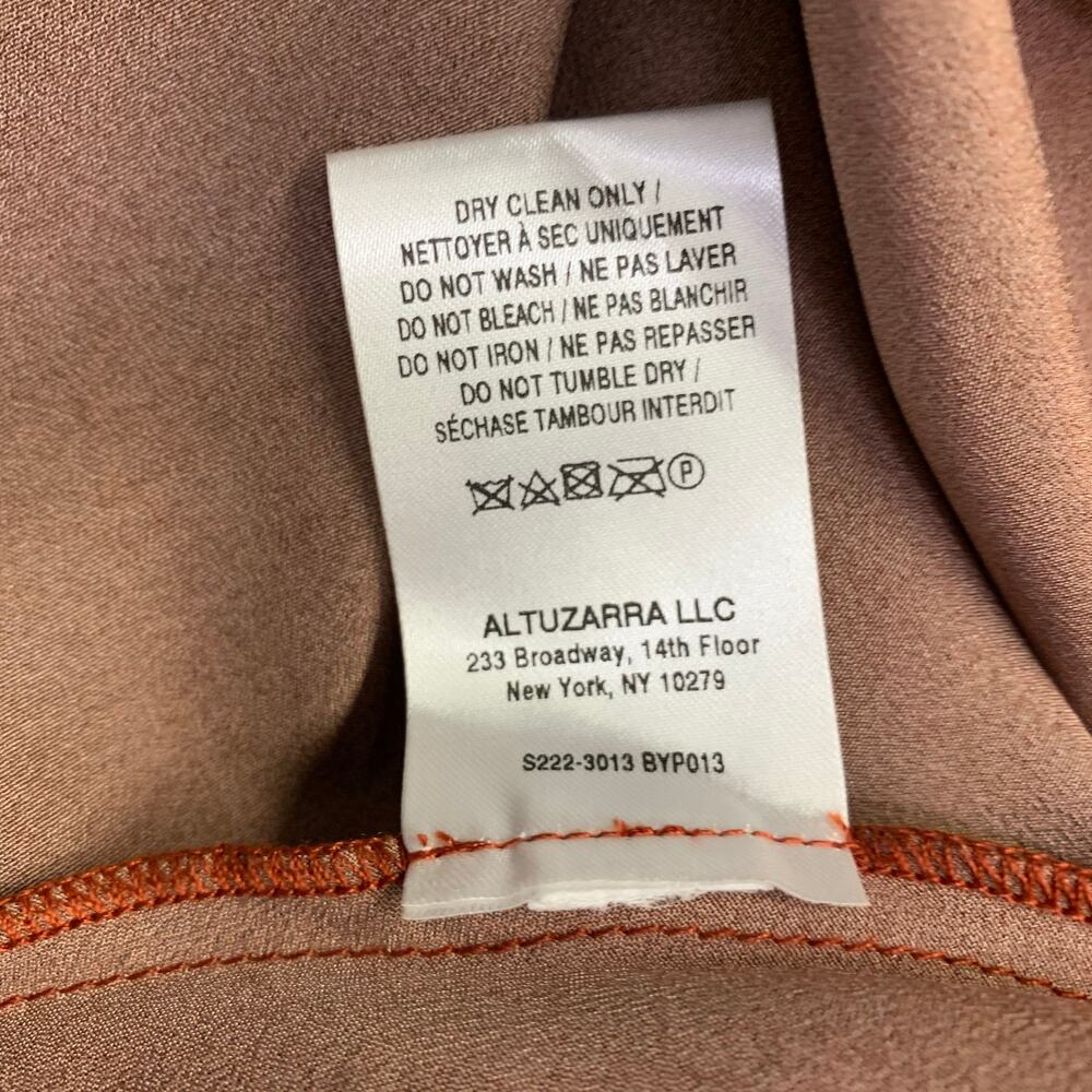 ALTUZARRA Size 2 Penelope Orange Brown Tie Dye Sleeveless Asymmetrical Hem Dress - Picture 7 of 7
